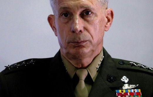 US Marine Corps General Thomas Waldhauser speaks at Camp Lemonnier in Ambouli, Djibouti on April 23, 2017