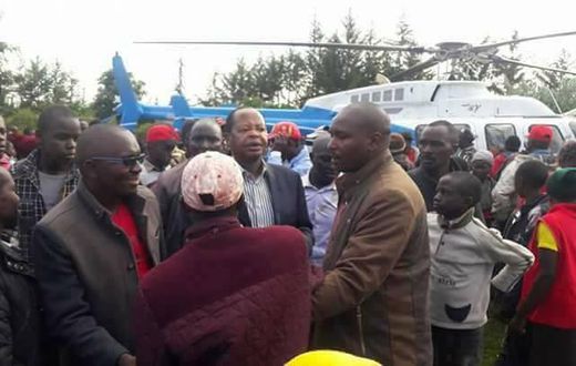 Mathira MP and Nyeri Governor hopeful Ephraim Maina lands at Kabaru Ward in Nyeri County to officiate the launch of a wooden bridge.