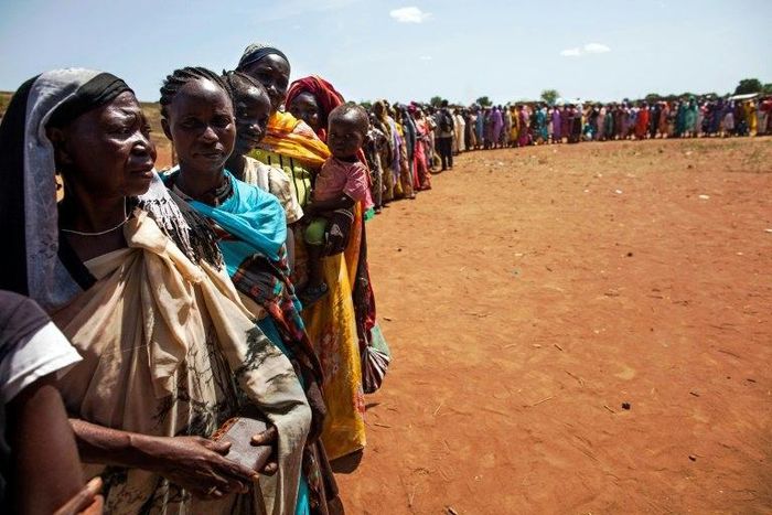 At least 1.9 million people, such as those pictured here, are internally displaced in South Sudan due to war