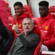 Manchester United's manager Jose Mourinho gestures as he sits in the dugout ahead of the English Premier League football match between Sunderland and Manchester United at the Stadium of Light in Sunderland, north-east England on April 9, 2017