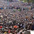 ODM party leader Raila Odinga addresses his supporters during a Madaraka Day rally at Uhuru Park on June 1, 2016.