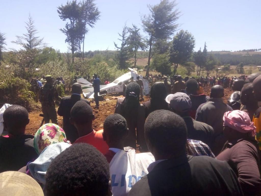 Police secure site of the Londiani plane crash in Kericho County
