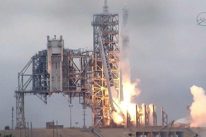 The SpaceX Falcon 9 rocket -- carrying a Dragon cargo capsule -- blasts off from the Kennedy Space Center's launchpad 39A in Florida, on February 19, 2017