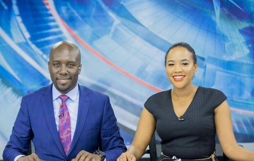 Dennis Okari with his colleague  at NTV Olive Barrows