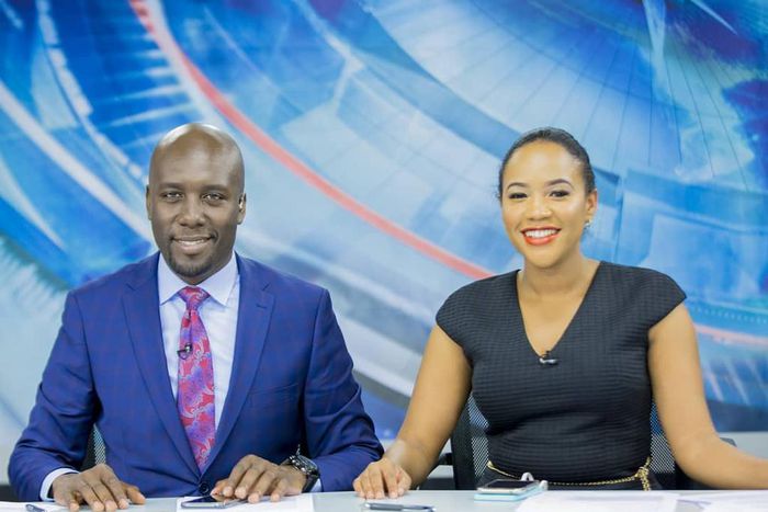 Dennis Okari with his colleague  at NTV Olive Barrows