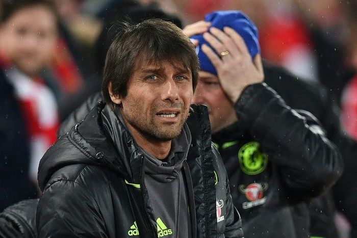 Chelsea's head coach Antonio Conte reacts ahead of the English Premier League football match against Liverpool January 31, 2017