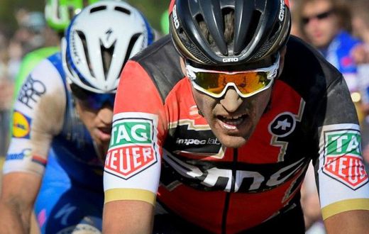 Greg Van Avermaet (R) outsprints Zdenek Stybar to take the 'Monument' in the 'Hell of the North' for the first time