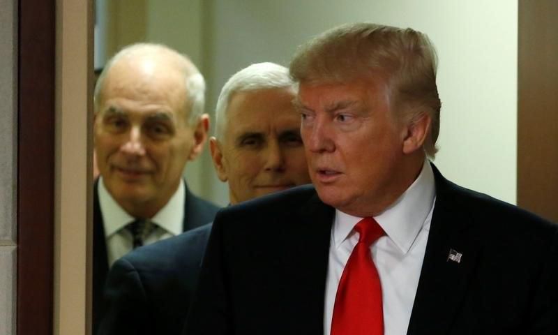 President Trump and Vice President Pence with John Kelly.