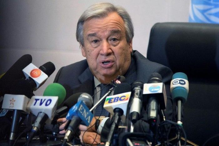 United Nations Secretary General Antonio Guterres, pictured on January 30, 2017, appealed for the US to reverse the suspension of refugee resettlement