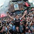 Besiktas' fans celebrate their title in Istanbul on May 28, 2017