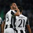 Juventus' defender Leonardo Bonucci celebrates after scoring on April 23, 2017