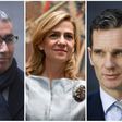 Combination of pictures created on February 15, 2017 shows (R-L) Spanish King Felipe's brother-in-law, Inaki Urdangarin, Spain's Princess Cristina, and Diego Torres, former partner of Spain's Duke of Palma