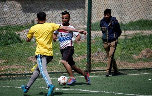 Now that eastern Mosul has been recaptured from IS jihadists, efforts are underway to rehabilitate football pitches, even as the battle for the Iraqi city's west continues on the other side of the Tigris River