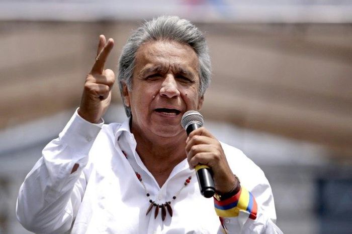 Lenin Moreno, seen here after his victory in Ecuador's presidential election in April, takes office from outgoing president Rafael Correa