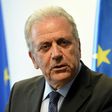 ​EU Commissioner for Migration Dimitris Avramopoulos holds a press conference in Warsaw on March 21, 2017, as Turkey threatens to renege on a deal to stem the flow of refugees and migrants to the bloc