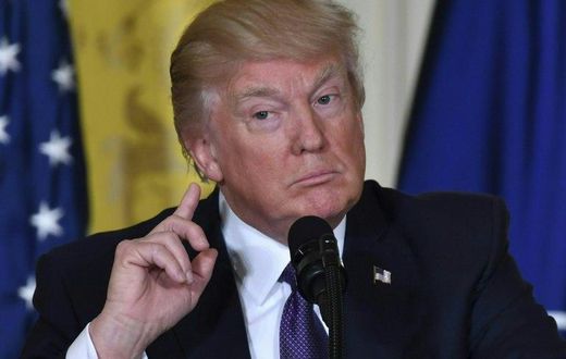 US President Donald Trump takes a question during a joint press conference with NATO chief Jens Stoltenberg at the White House, on April 12, 2017
