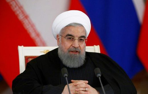 Iranian President Hassan Rouhani speaks during a joint press conference with his Russian counterpart Vladimir Putin following their meeting at the Kremlin in Moscow on March 28, 2017