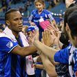 Didier Drogba of the Montreal Impact celebrates with fans during leg one of the MLS Eastern Conference finals against the Toronto FC at Olympic Stadium on November 22, 2016 in Montreal, Quebec, Canada