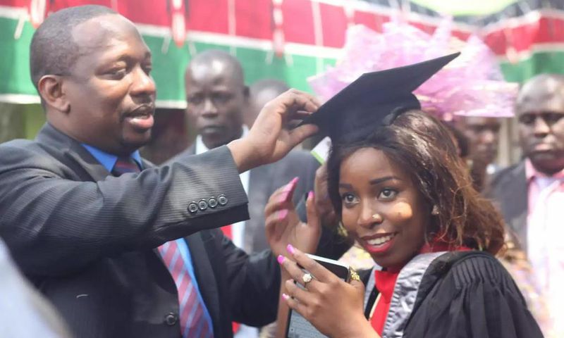 Mike Sonko and Saumu during her graduation