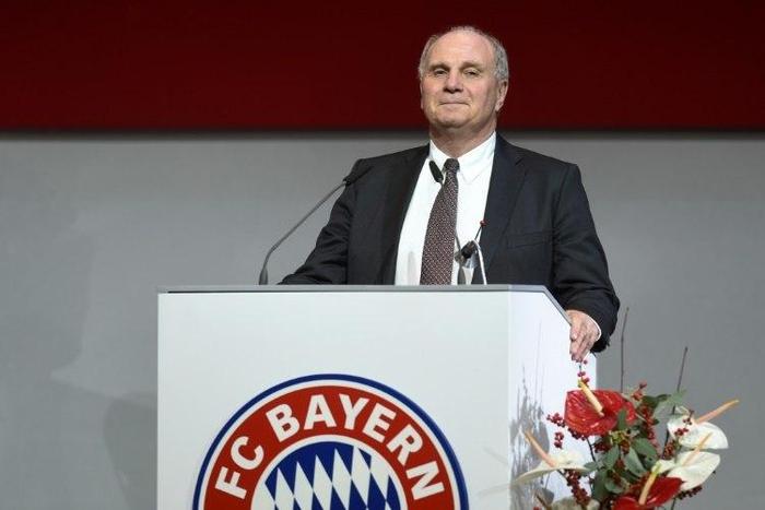 The former and new president of FC Bayern Munich Uli Hoeness reacts after his new election during the shareholders meeting of the German first division Bundesliga team FC Bayern Munich in Munich on November 25, 2016