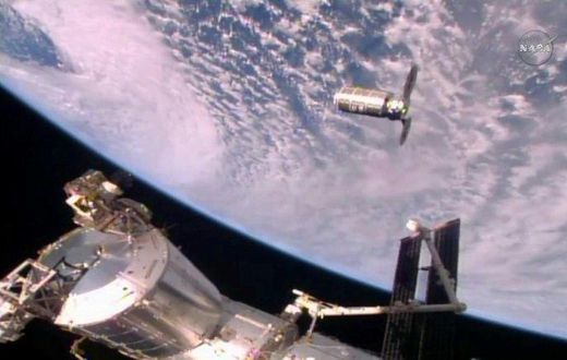 The Cygnus resupply ship slowly approaches the International Space Station in October 2016