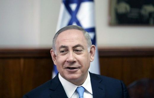 Israeli Prime Minister Benjamin Netanyahu attends the weekly cabinet meeting at his office in Jerusalem on April 23, 2017