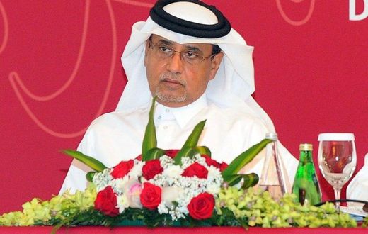 Saoud Al-Mohannadi, Qatar Football Association Vice President, looks on during a QFA Extraordinary General Assembly meeting in Doha on April 18, 2017