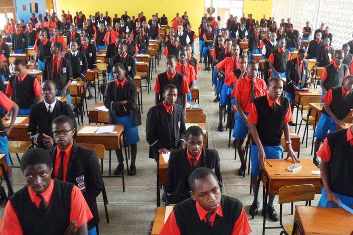 Students waiting to sit for an examination at Starehe Boys High School