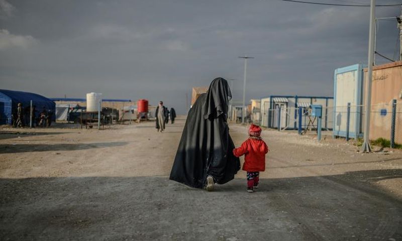 Some 45,000 people who have fled the last Islamic State group sliver of territory are housed in difficult conditions at the Al-Hol camp in northeast Syria