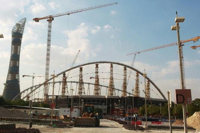 The Khalifa Stadium in Doha which is undergoing complete renovation in preparation to host some of the matches for the 2022 World Cup in Qatar