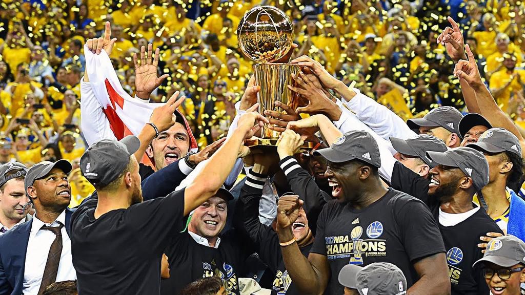 Golden State Warriors players during their celebrations after being crowned 2017 NBA Champions
