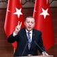Turkish President Recep Tayyip Erdogan delivers a speech at the Presidential complex in Ankara, on January 19, 2017