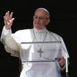 Pope Francis waves to the crowd from the window of the apostolic palace during the Sunday Angelus prayer, on March 5, 2017 at St Peter's square in Vatican