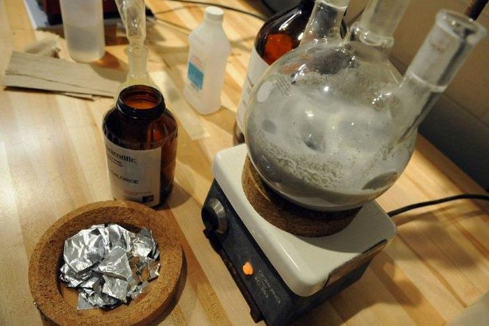 Chemicals at a mock ecstasy lab at the US Drug Enforcement Administration's training facility in Virginia