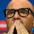 Jorge Sampaoli listens to questions during a press conference at the Ramon Sanchez Pizjuan stadium in Sevilla, on February 21, 2017