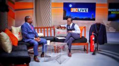 Governor Mike Sonko with Jeff Koinange during a JKL interview (Citizen)