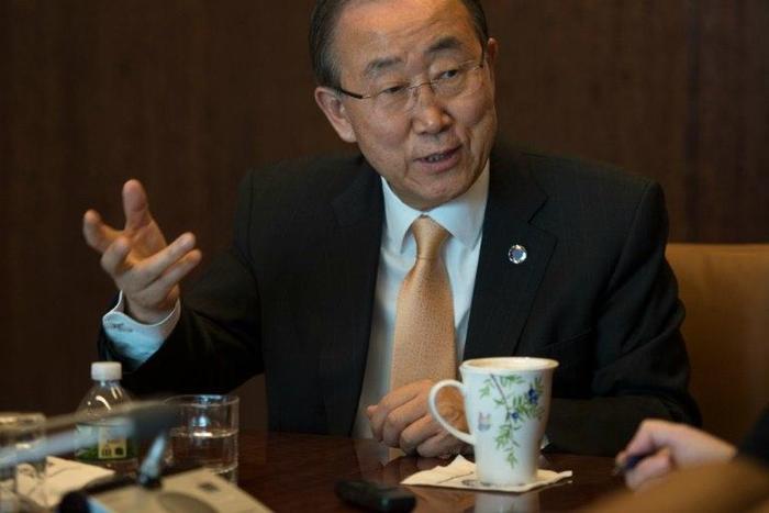 The United Nations Secretary General Ban Ki-moon answers questions during an interview with Agence France-Presse November 11, 2016 at the United Nations in New York