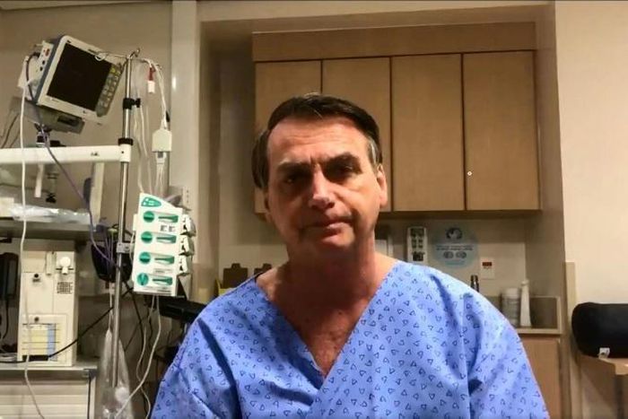 Brazil's President Jair Bolsonaro, pictured before undergoing surgery, remains in semi-intensive care