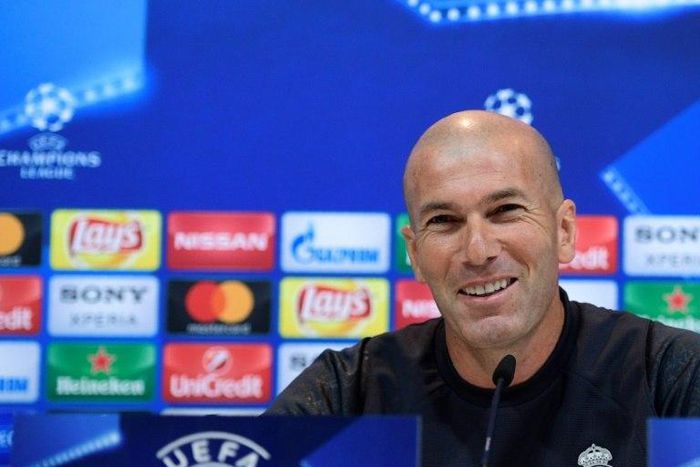 Real Madrid's French coach Zinedine Zidane attends a press conference at Valdebebas Sport City in Madrid on May 30, 2017 during the Media Day prior to the UEFA Champions League football match final Juventus vs Real Madrid