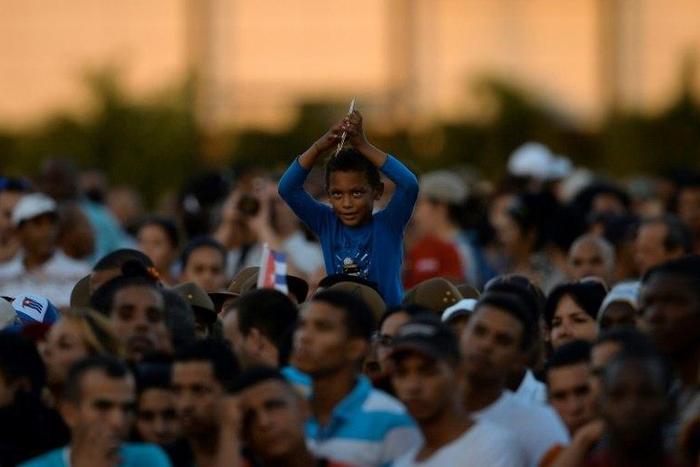 People gather at the Revolution Square to pay homage to late Cuban revolutionary leader Fidel Castro, in Havana, on November 29, 2016