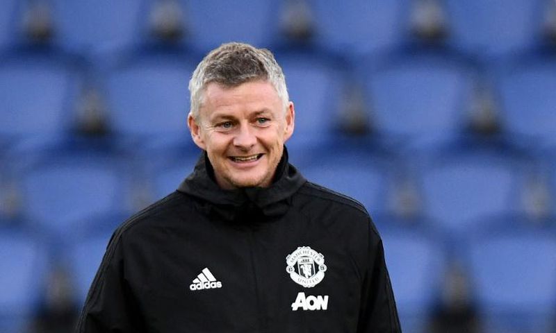 Manchester United manager Ole Gunnar Solskjær watching his side train in Paris on Tuesday - he remains upbeat ahead of the second leg of their Champions League last-16 tie against PSG