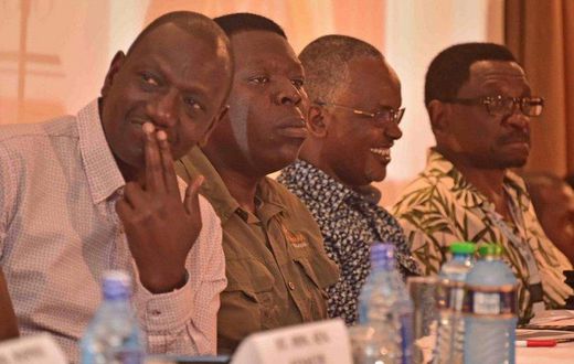 File image of DP William Ruto, Devolution CS Eugene Wamalwa, Senator James Orengo at a past event in Mombasa in 2018