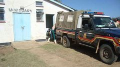 Police van outside a Mortuary