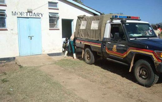 Police van outside a Mortuary