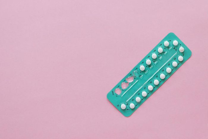 High Angle View Contraceptive Pill Over Pink Background
