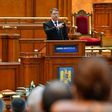 Romanian President Klaus Iohannis adresses the Romanian Parliament in Bucharest on February 7, 2017