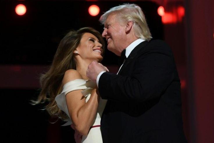 US President Donald Trump and First Lady Melania Trump dance at the Liberty Ball at the Washington DC Convention Center