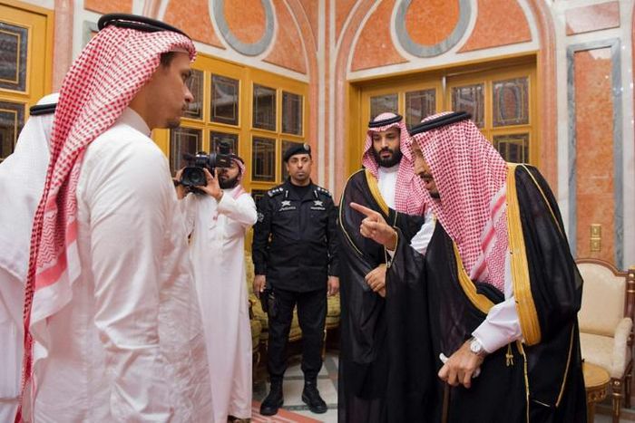 Saudi King Salman and his son Crown Prince Mohammed bin Salman met with family members of Jamal Khashoggi in Riyadh, shortly after the journalist's murder