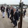 US Secretary of Defense James Mattis (R) welcomes Jens Stoltenberg, Secretary General of the North Atlantic Treaty Organization(NATO) to the Pentagon