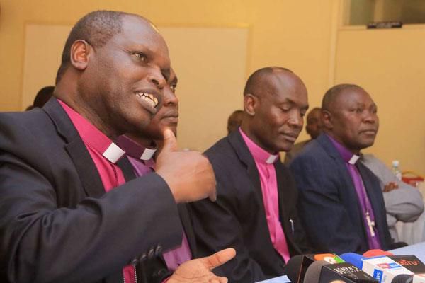 Methodist Bishop Joseph Ntombura with other clerics from the church (Daily Nation)